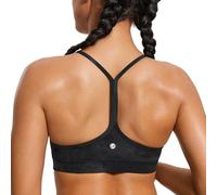 CRZ YOGA Mujer Sujetador Deportivo Acolchado de bajo Impacto Y Racerback Spaghetti Straps Yoga Gimnasio Bra Tops Flores De Tinte Negro XS