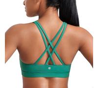 CRZ YOGA Mujer Sujetadores Deportivos Yoga Cruzados Almohadillas Extraíbles Soporte Impacto Crop Top Verde Cascadia L