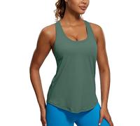 CRZ YOGA Mujeres Algodón Pima Y-Espalda Ejercicio Camisetas Sin Mangas Ligera Suelta Sin Manga Atlética Gimnasia Camisas Verde Grafito 36