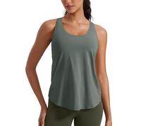 CRZ YOGA Mujeres Algodón Pima Y-Espalda Ejercicio Camisetas Sin Mangas Ligera Suelta Sin Manga Atlética Gimnasia Camisas Sabio Gris 40