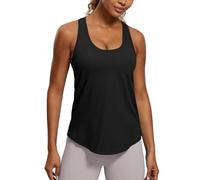 CRZ YOGA Mujeres Algodón Pima Y-Espalda Ejercicio Camisetas Sin Mangas Ligera Suelta Sin Manga Atlética Gimnasia Camisas Negro 44