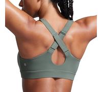 CRZ YOGA Mujeres Butterbreeze Criss Cross Back Cuello en V Tirantes Ajustables Sujetadores Deportivo Sabio Gris 44