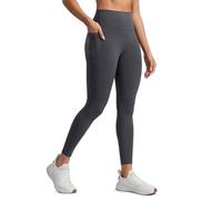 CRZ YOGA Mujeres Butterlift Cintura Alta Leggings de Yoga con Bolsillos Laterales 64 cm - Pilates Entrenamiento Misterioso Gris 38