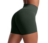 CRZ YOGA Mujeres Butterlift Shorts Levantamiento Glúteos 10cm - Sin Costura Frontal Yoga Cintura Alta Leyenda Verde 42