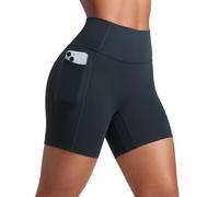 CRZ YOGA Mujeres Butterlift Shorts Levantamiento Glúteos con Bolsillos 13cm - Sin Costura Frontal Yoga Cintura Alta True Navy 42