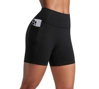 CRZ YOGA Mujeres Butterlift Shorts Levantamiento Glúteos con Bolsillos 13cm - Sin Costura Frontal Yoga Cintura Alta Negro 40