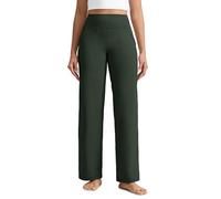 CRZ YOGA Mujeres Butterlift Talle Alto Pantalones Anchos con Bolsillos 74cm - Yoga Salón Confortable Leyenda Verde 38