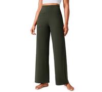 CRZ YOGA Mujeres Butterlift Talle Alto Pantalones Anchos con Bolsillos 79cm - Yoga Salón Confortable Verde Oliva 42