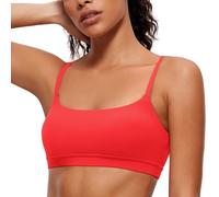 CRZ YOGA Mujeres Butterluxe Ajustable Espagueti Strap Sujetador Deportivo Cuello Redondo Acolchado Yoga Sujetador Rojo Profundo 36