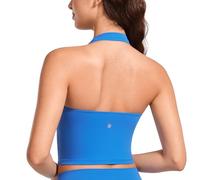 CRZ YOGA Mujeres Butterluxe Cabestro Palangres Sostén Deportivo Acolchado Yoga Cultivo Tanque Tops Azul Destello 38