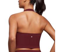 CRZ YOGA Mujeres Butterluxe Cabestro Palangres Sostén Deportivo Acolchado Yoga Cultivo Tanque Tops Merlot Rojo 40