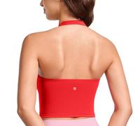 CRZ YOGA Mujeres Butterluxe Cabestro Palangres Sostén Deportivo Acolchado Yoga Cultivo Tanque Tops Rojo Profundo 42