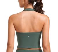 CRZ YOGA Mujeres Butterluxe Cabestro Palangres Sostén Deportivo Acolchado Yoga Cultivo Tanque Tops Verde Bosque Oscuro 40