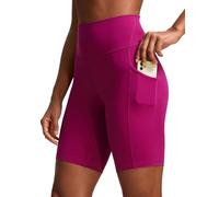 CRZ YOGA Mujeres Butterluxe Cintura Alta Vóleibol Atlética Yoga Shorts Motorista Bolsillos - 13cm Magenta Púrpura 38