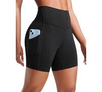 CRZ YOGA Mujeres Butterluxe Cintura Alta Vóleibol Atlética Yoga Shorts Motorista Bolsillos - 13cm Negro 40