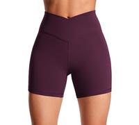 CRZ YOGA Mujeres Butterluxe Crossover Cintura Alta Yoga Pantalones Cortos de Motorista - 13cm Morado Oscuro 40