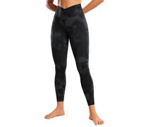 CRZ YOGA Mujeres Butterluxe Crossover Yoga Leggings Cintura Alta Ejercicio Atlética Deportivos Pantalones - 64cm Flores De Tinte Negro 40