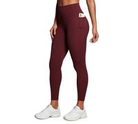 CRZ YOGA Mujeres Butterluxe Ejercicio Polainas 64cm - Cintura Alta Polainas con Bolsillos Merlot Rojo 44