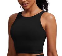 CRZ YOGA Mujeres Butterluxe Elevado Cuello Palangre Deportes Sujetador- U Espalda Acolchado Cultivo Cima Negro 42