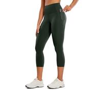 CRZ YOGA Mujeres Butterluxe Leggings Capri con Bolsillos 53cm - Workout Yoga Pantalones Cintura Alta Leyenda Verde 42