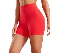CRZ YOGA Mujeres Butterluxe Mallas Cortas Cintura Alta Fitness Yoga Ejercicio Corriendo Shorts de Ciclismo - 10cm Rojo Profundo 36