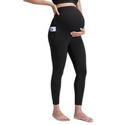 CRZ YOGA Mujeres Butterluxe Maternidad Leggings 63cm - Entrenamiento Yoga Embarazo Pantalones Bolsillos Negro 38