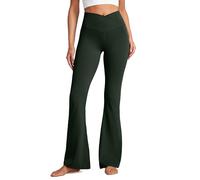 CRZ YOGA Mujeres Butterluxe V Cintura Cruzada Pantalones de Campana Cintura Alta Yoga Leggings - 74cm Leyenda Verde 40