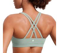 CRZ YOGA Naked Feeling Mujer Sujetadores Deportivos Yoga Cruzados Almohadillas Extraíbles Soporte Impacto Crop Top Tribunal de Green Palm M