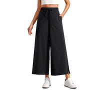 CRZ YOGA Pantalones Capri Ligeros de Pierna Ancha para Mujer de Cintura Alta Negro 44