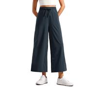CRZ YOGA Pantalones Capri Ligeros de Pierna Ancha para Mujer de Cintura Alta True Navy 44