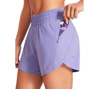 CRZ YOGA Shorts de Running elásticos de Cintura Media para Mujer con Bolsillos Lavanda Oscura Morada 36