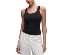 CRZ YOGA Softembrace Tops Casuales para Mujer Camisetas Cortas sin Mangas con Doble Forro Negro 42