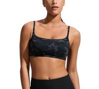 CRZ YOGA Sujetador Deportivo Acolchado con Tirantes Finos Ajustables para Mujer con Cuello Redondo Jungle Camuflaje Gris 44