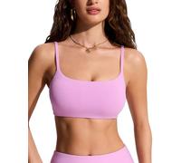 CRZ YOGA Sujetador Deportivo Acolchado con Tirantes Finos Ajustables para Mujer con Cuello Redondo Vita Rosa 40