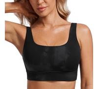 CRZ YOGA Sujetador Deportivo Acolchado de Entrenamiento de bajo Impacto para Mujer Flores De Tinte Negro XL