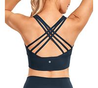 CRZ YOGA Sujetadores Deportivos Largos con Tiras para Mujer Sujetadores Deportivos Acolchados sin Cables para Mujer True Navy L