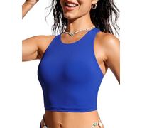 CRZ YOGA Top de Bikini con Espalda Cruzada para Mujer Top de Traje de baño Acolchado de Secado rápido Azul Ondulante 42