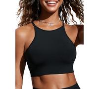 CRZ YOGA Traje de baño Acolchado con Cuello Alto para Mujer Bikini con Espalda Cruzada Negro 46