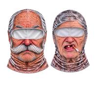 Crzvnea Old Man Ski Mask,Funny Realistic Face Ski Mask for Adults | Novelty Full Head Winter Balaclava with Eye Opening, Full Face Neck Cover, Hilarious Costume Mask for Skiing, Outdoor Fun