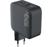 CS 100W USB A + C + C PD GaN Reciclaje Negro