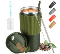 CS COSDDI Taza Térmica de Viaje - 450 ml / 15 oz - A Prueba de Fugas Con Tapa Para Café, Té, Agua Fría y Caliente