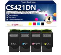 CS421DN Cartucho de Tóner de Repuesto Compatible para Lexmark CS421dn CS521dn CS622de CX421adn CX522ade CX622de CX625adhe Impresoras, Alto Rendimiento 8500 Páginas, Fácil Instalación,BCMY-1 Pack