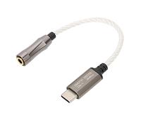 CS43131 Chip Tipo C a 3.5 Mm Adaptador de Amplificador de Auriculares 384kHz/32 bits para PC, Cobre Plateado, Soporte de Carga de 16Ω-600Ω para Amantes de la Música (Silver)