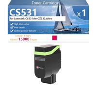 CS531 75M0H10 75M0H20 75M0H30 75M0H40 Cartucho de Tóner de Alto Rendimiento Compatible para Lexmark CS531dw CX532adwe Impresoras, Claras y Nítidas,Magenta-1 Pack