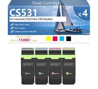 CS531 75M0H10 75M0H20 75M0H30 75M0H40 Cartucho de Tóner de Alto Rendimiento Compatible para Lexmark CS531dw CX532adwe Impresoras, Claras y Nítidas,BCMY-1 Pack