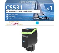 CS531 75M0H10 75M0H20 75M0H30 75M0H40 Cartucho de Tóner para Lexmark CS531dw CX532adwe Impresoras, para Escuelas, Hospitales y Bancos, 18500 Páginas,Cyan-1 Pack