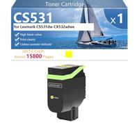 CS531 75M0H10 75M0H20 75M0H30 75M0H40 Cartucho de Tóner para Lexmark CS531dw CX532adwe Impresoras, para Escuelas, Hospitales y Bancos, 18500 Páginas,Yellow-1 Pack