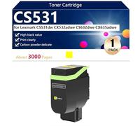CS531 Cartucho de Tóner Compatible para Lexmark CS531dw CX532adwe CS632dwe CX635adwe Impresoras, Alto Rendimiento 3000 Páginas, Impresión Nítida,Yellow-1 Pack