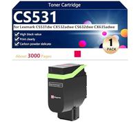 CS531 Cartucho de Tóner de Alta Capacidad de Repuesto para Lexmark CS531dw CX532adwe CS632dwe CX635adwe Impresoras, Impresión de Alta Definición, 3000 Páginas,Magenta-1 Pack