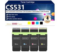 CS531 Cartucho de Tóner para Lexmark CS531dw CX532adwe CS632dwe CX635adwe Impresoras, 3000 Páginas,BCMY-1 Pack